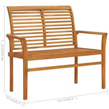 Gartenbank mit Cremeweißer Auflage 112 cm Massivholz Teak 