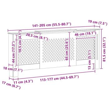 MDF Heizkörperverkleidung Weiß 205 cm