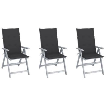 ARDEBO.de - Verstellbare Gartenstühle 3 Stk. mit Auflagen Massivholz Akazie