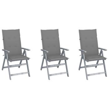 ARDEBO.de - Verstellbare Gartenstühle 3 Stk. mit Auflagen Massivholz Akazie