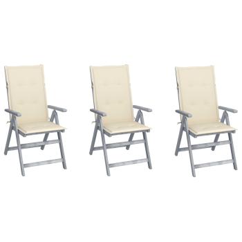ARDEBO.de - Verstellbare Gartenstühle 3 Stk. mit Auflagen Massivholz Akazie