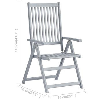 Verstellbare Gartenstühle 3 Stk. mit Auflagen Massivholz Akazie
