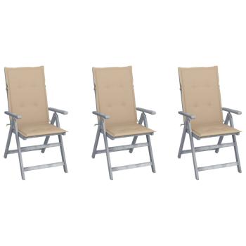 ARDEBO.de - Verstellbare Gartenstühle 3 Stk. mit Auflagen Massivholz Akazie