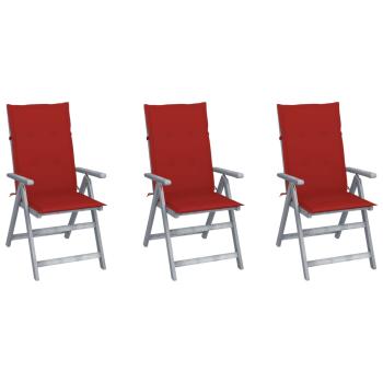 ARDEBO.de - Verstellbare Gartenstühle 3 Stk. mit Auflagen Massivholz Akazie