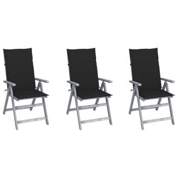 ARDEBO.de - Verstellbare Gartenstühle 3 Stk. mit Auflagen Massivholz Akazie