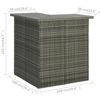 4-tlg. Gartenbar-Set mit Kissen Poly Rattan Grau