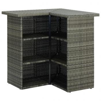 4-tlg. Gartenbar-Set mit Kissen Poly Rattan Grau