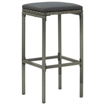 4-tlg. Gartenbar-Set mit Kissen Poly Rattan Grau