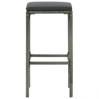 4-tlg. Gartenbar-Set mit Kissen Poly Rattan Grau
