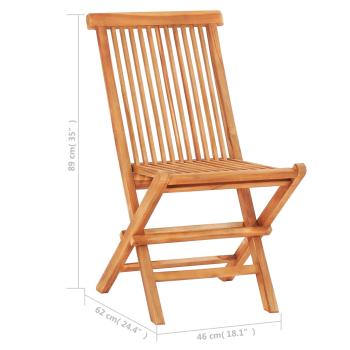 3-tlg. Bistro-Set mit Grauen Kissen Massivholz Teak