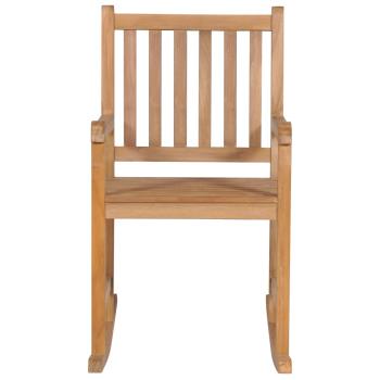 Schaukelstuhl mit Cremeweißem Kissen Massivholz Teak