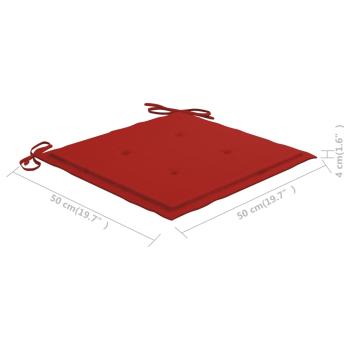 Schaukelstuhl mit Rotem Kissen Massivholz Teak