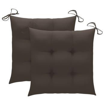 3-tlg. Bistro-Set mit Taupe Kissen Massivholz Teak