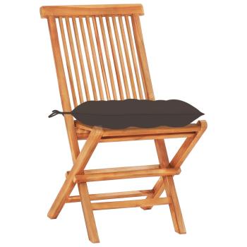 3-tlg. Bistro-Set mit Taupe Kissen Massivholz Teak