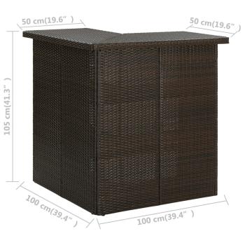 16-tlg. Gartenbar-Set mit Kissen Poly Rattan Braun