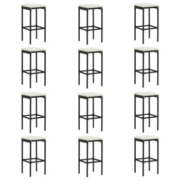 16-tlg. Gartenbar-Set mit Kissen Poly Rattan Schwarz
