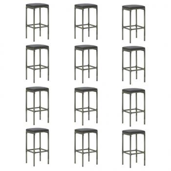 16-tlg. Gartenbar-Set mit Kissen Poly Rattan Grau