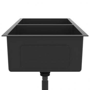 Handgemachte Einbauspüle Schwarz Edelstahl