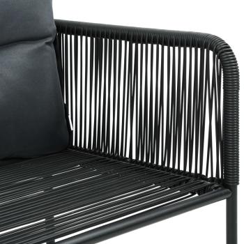 3-tlg. Garten-Essgruppe PVC Rattan Schwarz