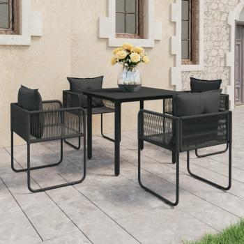 ARDEBO.de - 5-tlg. Garten-Essgruppe PVC Rattan Schwarz