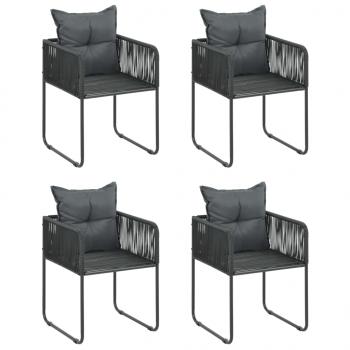 5-tlg. Garten-Essgruppe PVC Rattan Schwarz