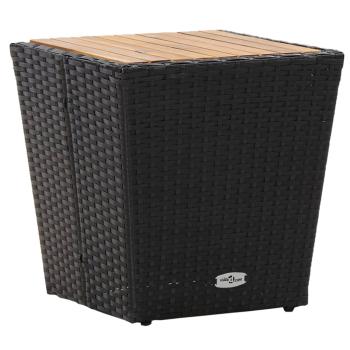 3-tlg. Bistro-Set Poly Rattan und Akazienholz Schwarz