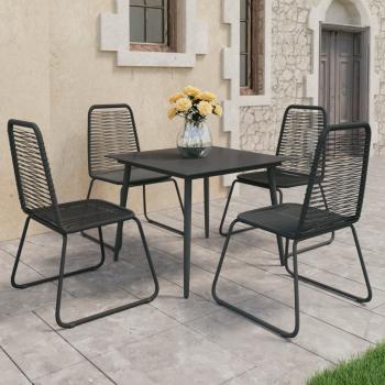 5-tlg. Garten-Essgruppe PVC Rattan Schwarz 