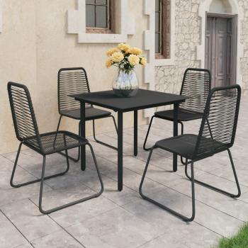 ARDEBO.de - 5-tlg. Garten-Essgruppe PVC Rattan Schwarz 