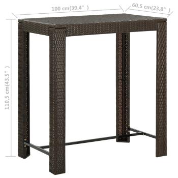 7-tlg. Gartenbar-Set mit Kissen Poly Rattan Braun