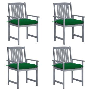 ARDEBO.de - Gartenstühle mit Kissen 4 Stk. Grau Massivholz Akazie