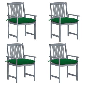 Gartenstühle mit Kissen 4 Stk. Grau Massivholz Akazie
