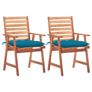 ARDEBO.de - Garten-Essstühle 2 Stk. mit Kissen Massivholz Akazie