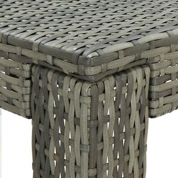 5-tlg. Gartenbar-Set mit Kissen Poly Rattan Grau