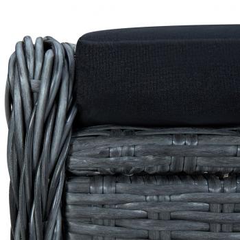 2-tlg. Garten-Lounge-Set mit Auflagen Poly Rattan Dunkelgrau