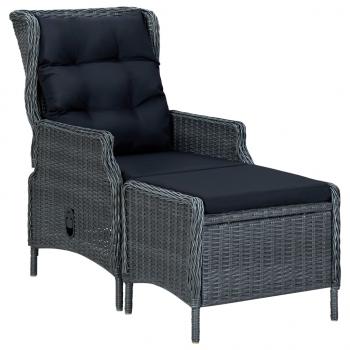 2-tlg. Garten-Lounge-Set mit Auflagen Poly Rattan Dunkelgrau