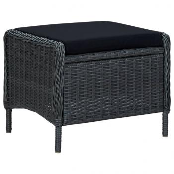 2-tlg. Garten-Lounge-Set mit Auflagen Poly Rattan Dunkelgrau