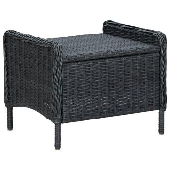 2-tlg. Garten-Lounge-Set mit Auflagen Poly Rattan Dunkelgrau