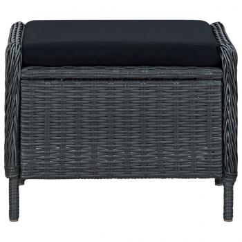 2-tlg. Garten-Lounge-Set mit Auflagen Poly Rattan Dunkelgrau