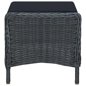 2-tlg. Garten-Lounge-Set mit Auflagen Poly Rattan Dunkelgrau