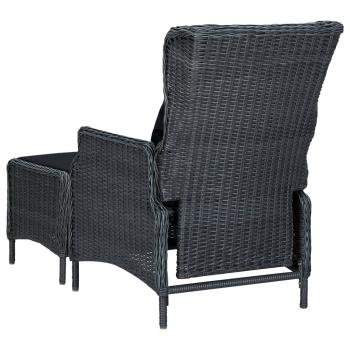 3-tlg. Garten-Lounge-Set mit Auflagen Poly Rattan Dunkelgrau