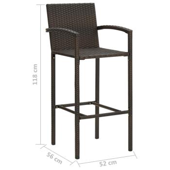 3-tlg. Gartenbar-Set Poly Rattan Braun