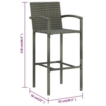 3-tlg. Gartenbar-Set Poly Rattan Grau
