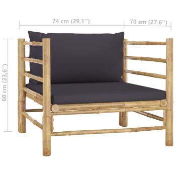 12-tlg. Garten-Lounge-Set mit Dunkelgrauen Kissen Bambus