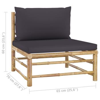 6-tlg. Garten-Lounge-Set mit Dunkelgrauen Kissen Bambus