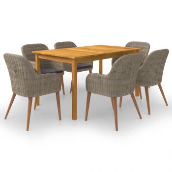ARDEBO.de - 7-tlg. Garten-Essgruppe Braun