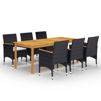ARDEBO.de - 7-tlg. Garten-Essgruppe Schwarz
