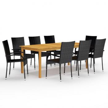 ARDEBO.de - 9-tlg. Garten-Essgruppe Schwarz