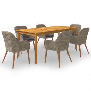ARDEBO.de - 7-tlg. Garten-Essgruppe Braun