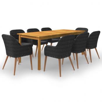 ARDEBO.de - 9-tlg. Garten-Essgruppe Schwarz