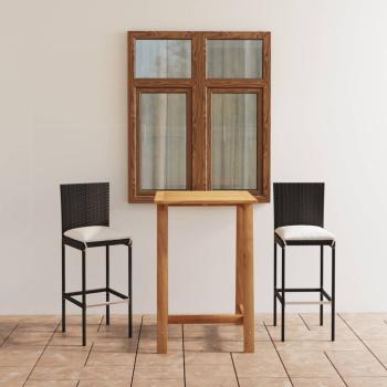 ARDEBO.de - 3-tlg. Gartenbar-Set mit Kissen Schwarz